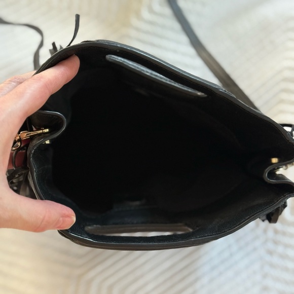 Maje Black Chevron Quilted Leather Crossbody Bag - Picture 8 of 11